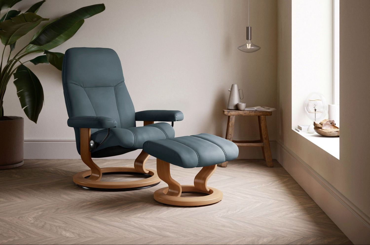 stressless batick leather atlantic blue