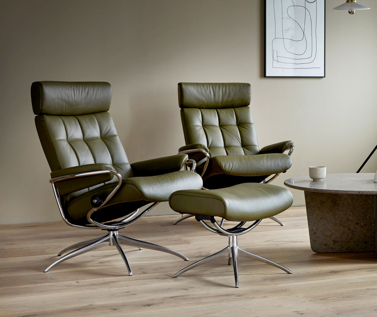 stressless Paloma dark olive leather