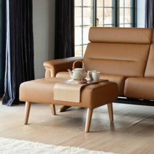Stressless® Stella ottoman — in New Caramel Batick, wood base
