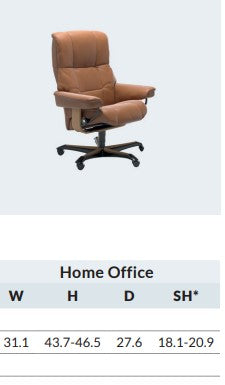 Stressless Mayfair home office chair dimensions: width, height, depth and seat height