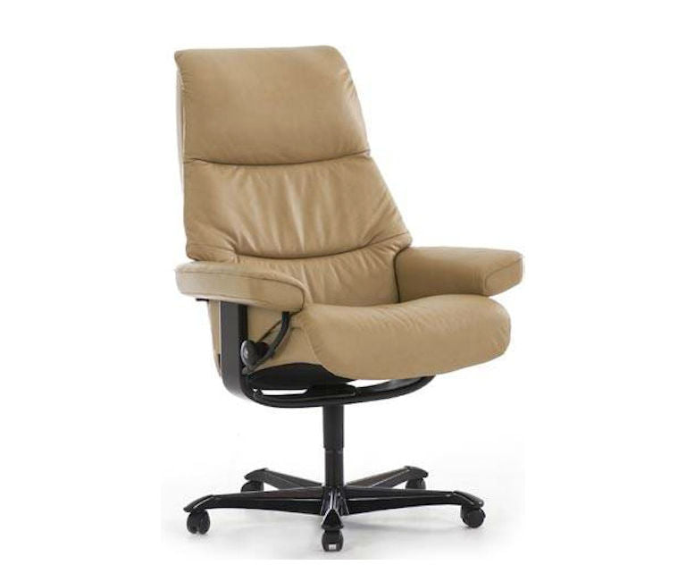 Stressless View home office chair in beige leather with black swivel base