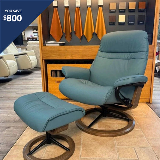 Stressless® Sunrise Paloma Aqua Green, Smoked Oak