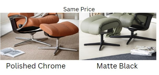 Stressless Cross base: polished chrome vs matte black, same price