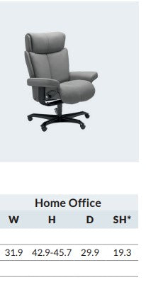 Stressless Magic home office chair dimensions: width, height, depth and seat height