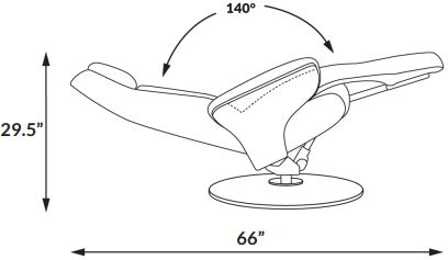 Dimensions for the Stressless Adam Power recliner.