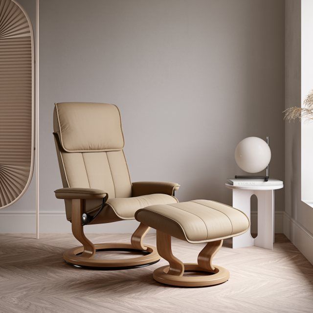 The Stressless Admiral Classic recliner in Sand.