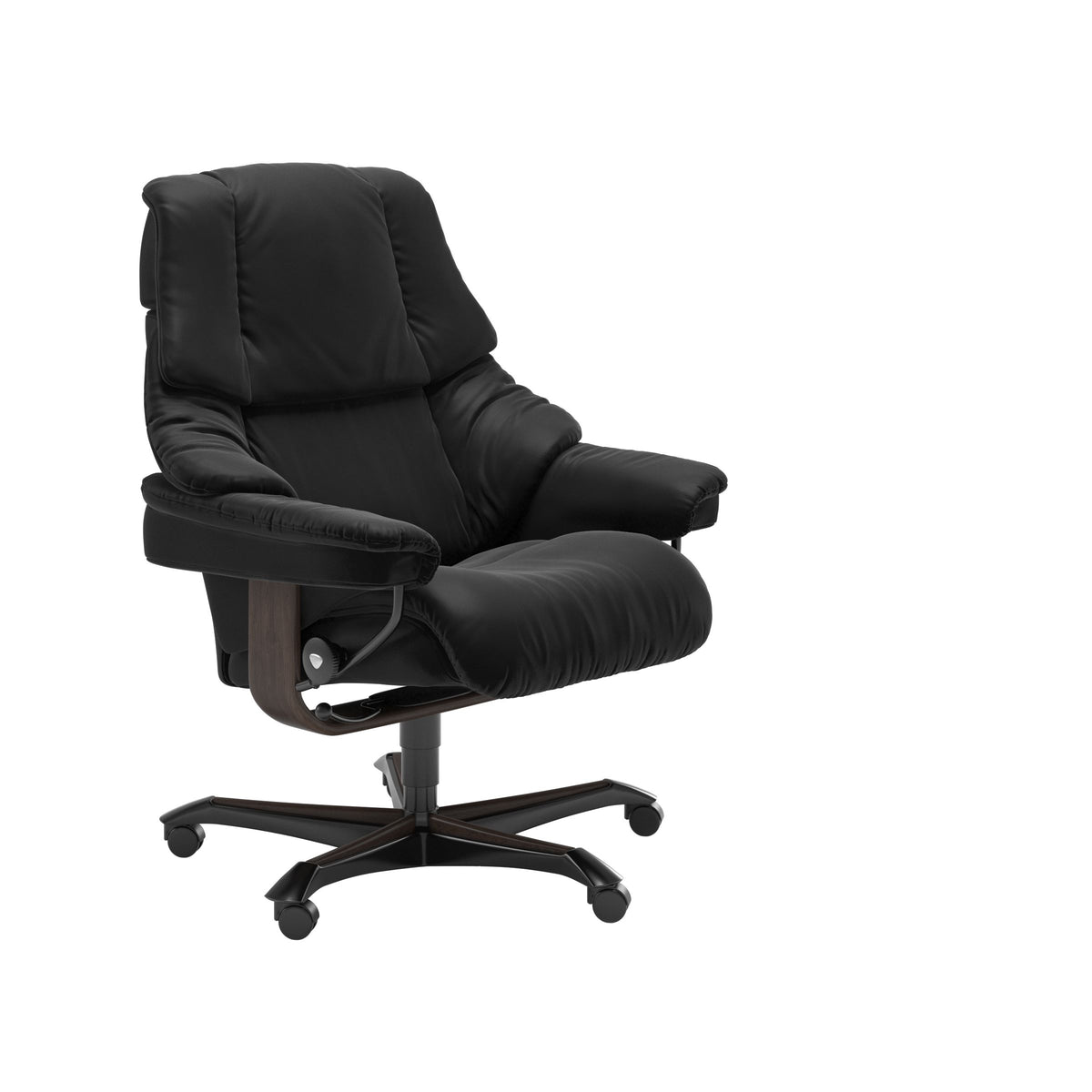 Stressless Reno home office chair in black Paloma leather with Wenge base