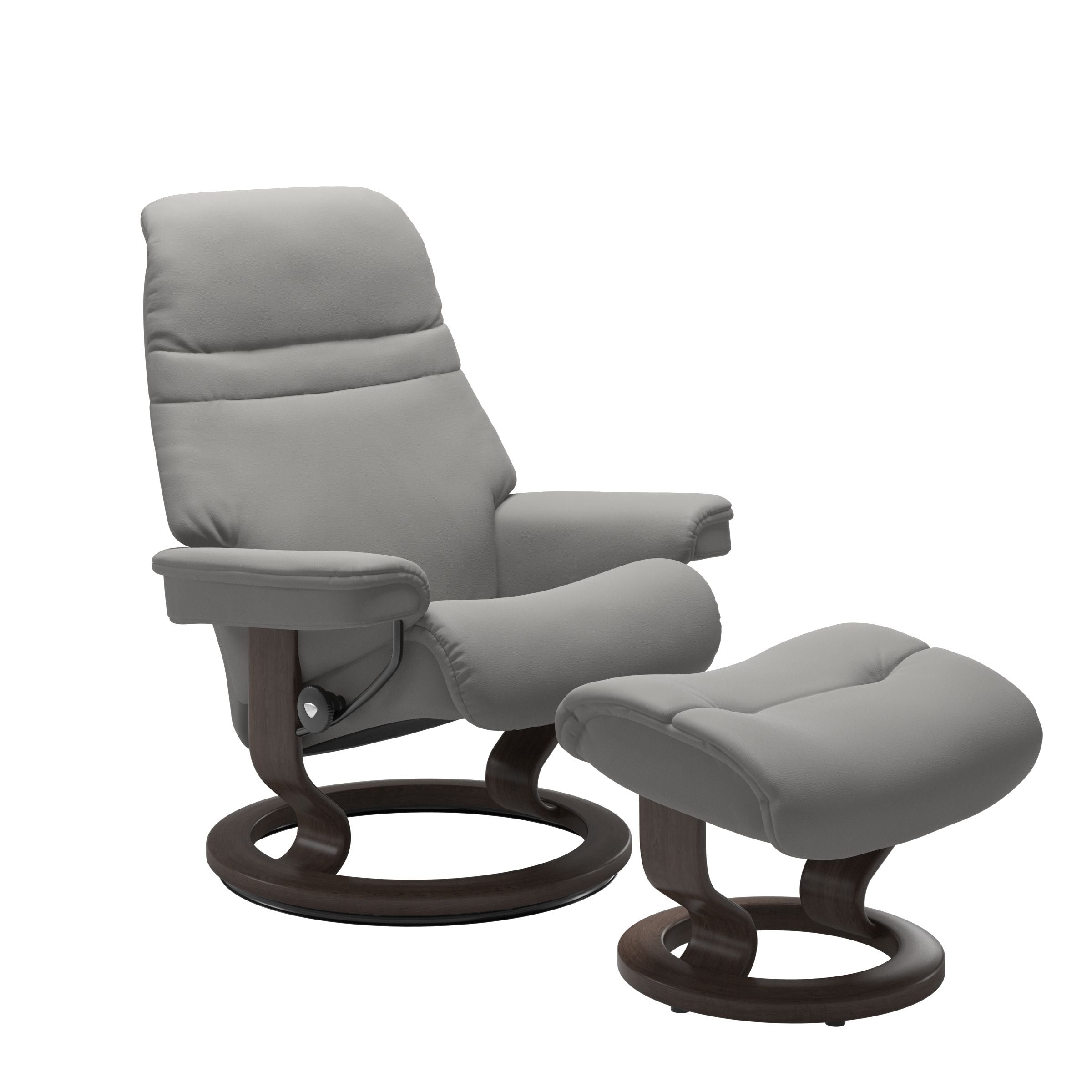 Front view of the Stressless Sunrise Classic recliner.