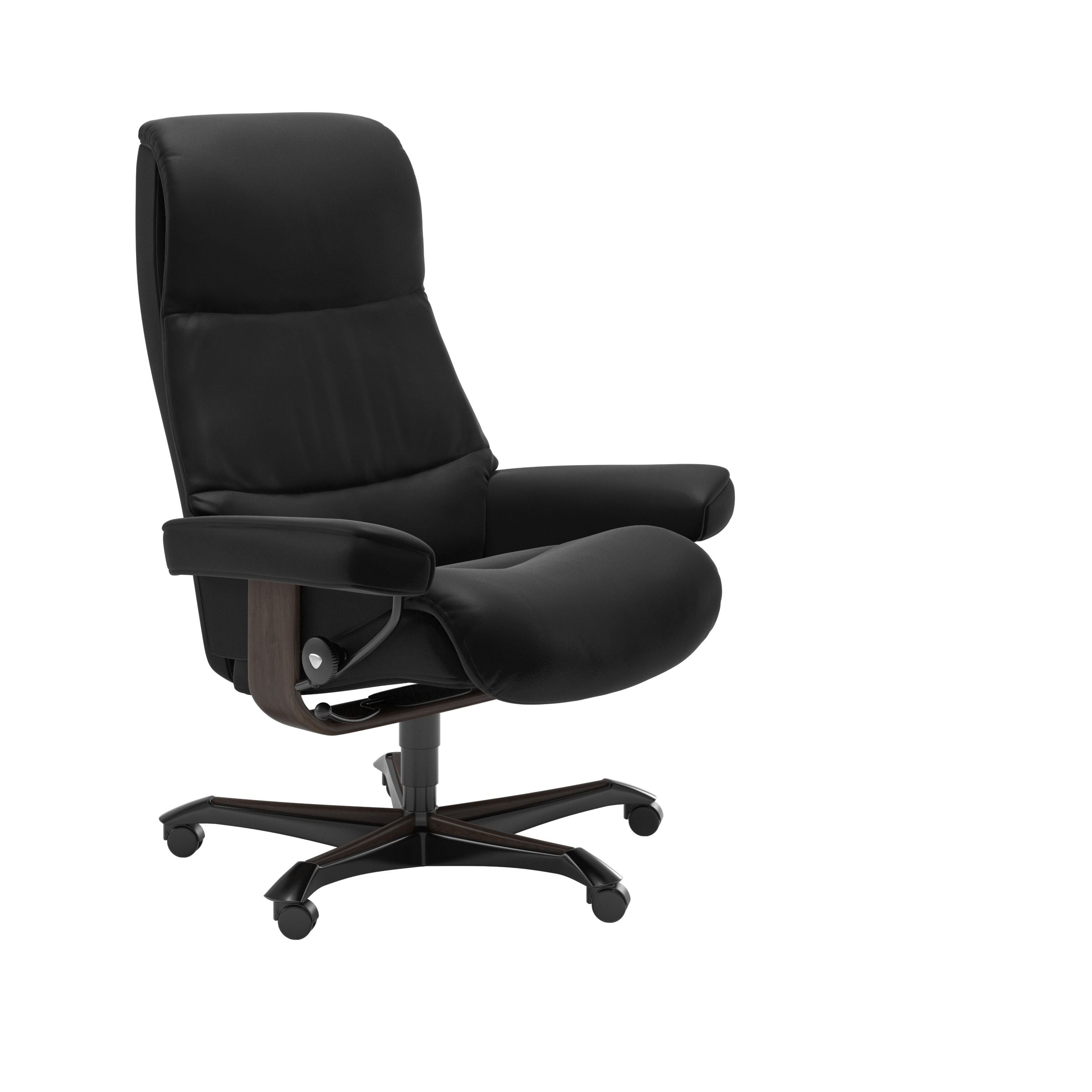 Stressless View home office chair in black Paloma leather with Wenge base