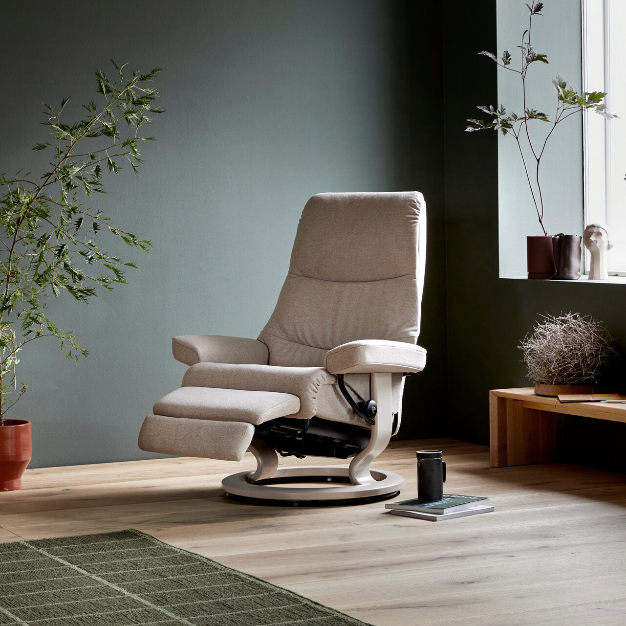 The Stressless View Power recliner in Paloma leather.